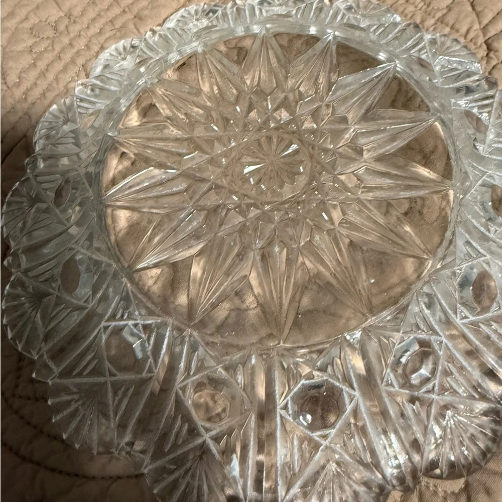 Beautiful Antique Crystal Plate American Brilliant Period 8